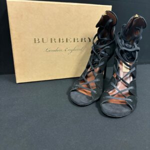 Burberry Tie-Up Scallop Suede Heels