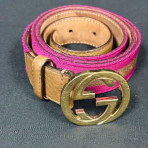 Gucci Woven Belt with Gold GG Buckle